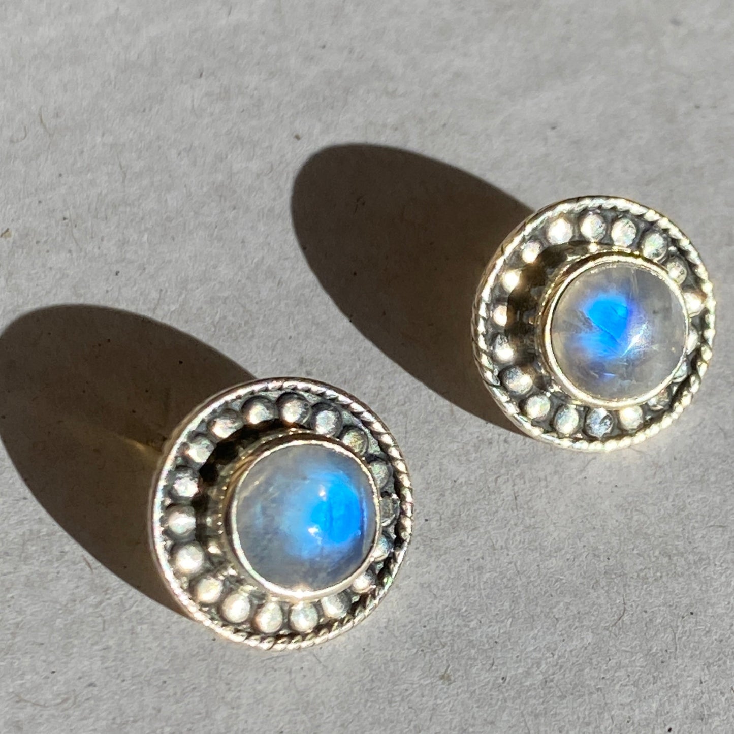 Moonstone studs sterling silver