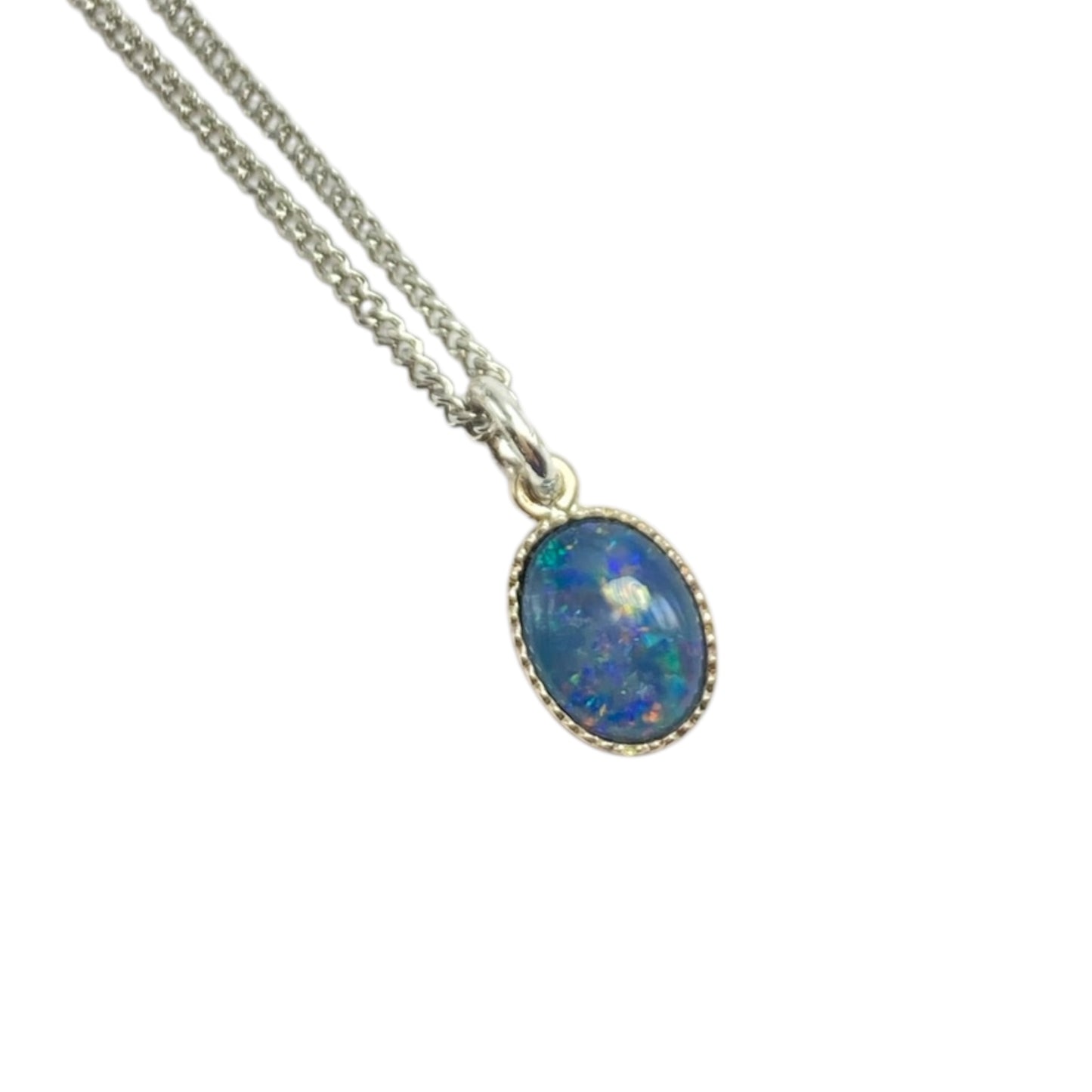 Australian opal pendant 6 x8mm sterling silver