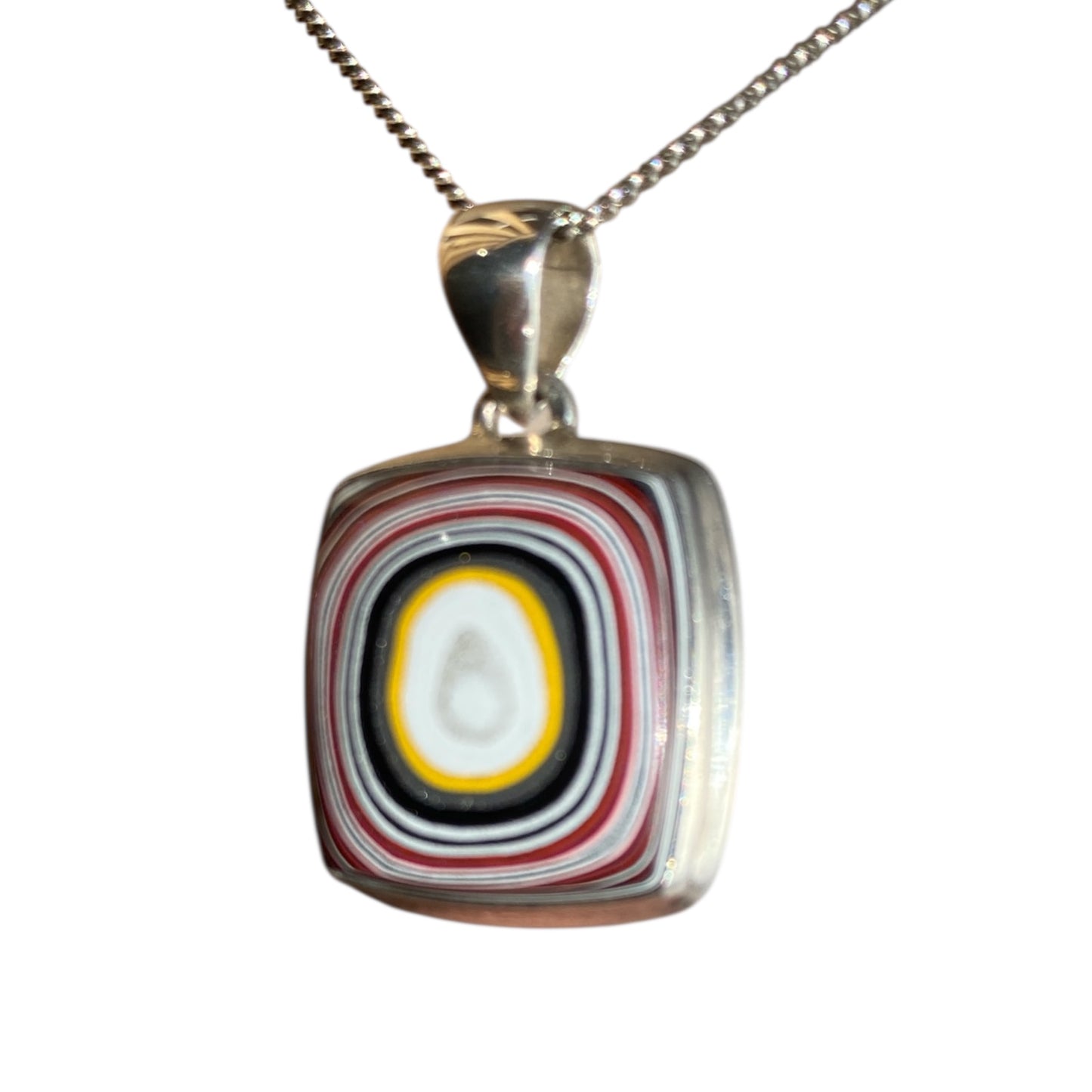 Fordite sterling silver pendant