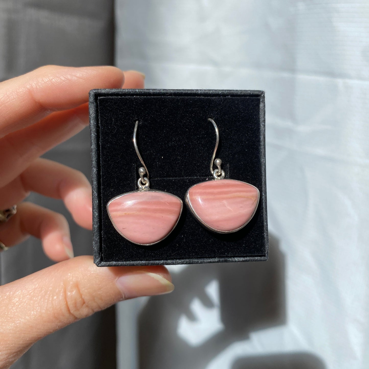 Australian pink opal earrings sterling silver
