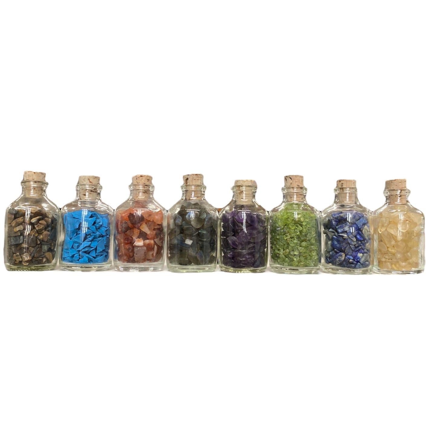 Gemstone chip glass bottles