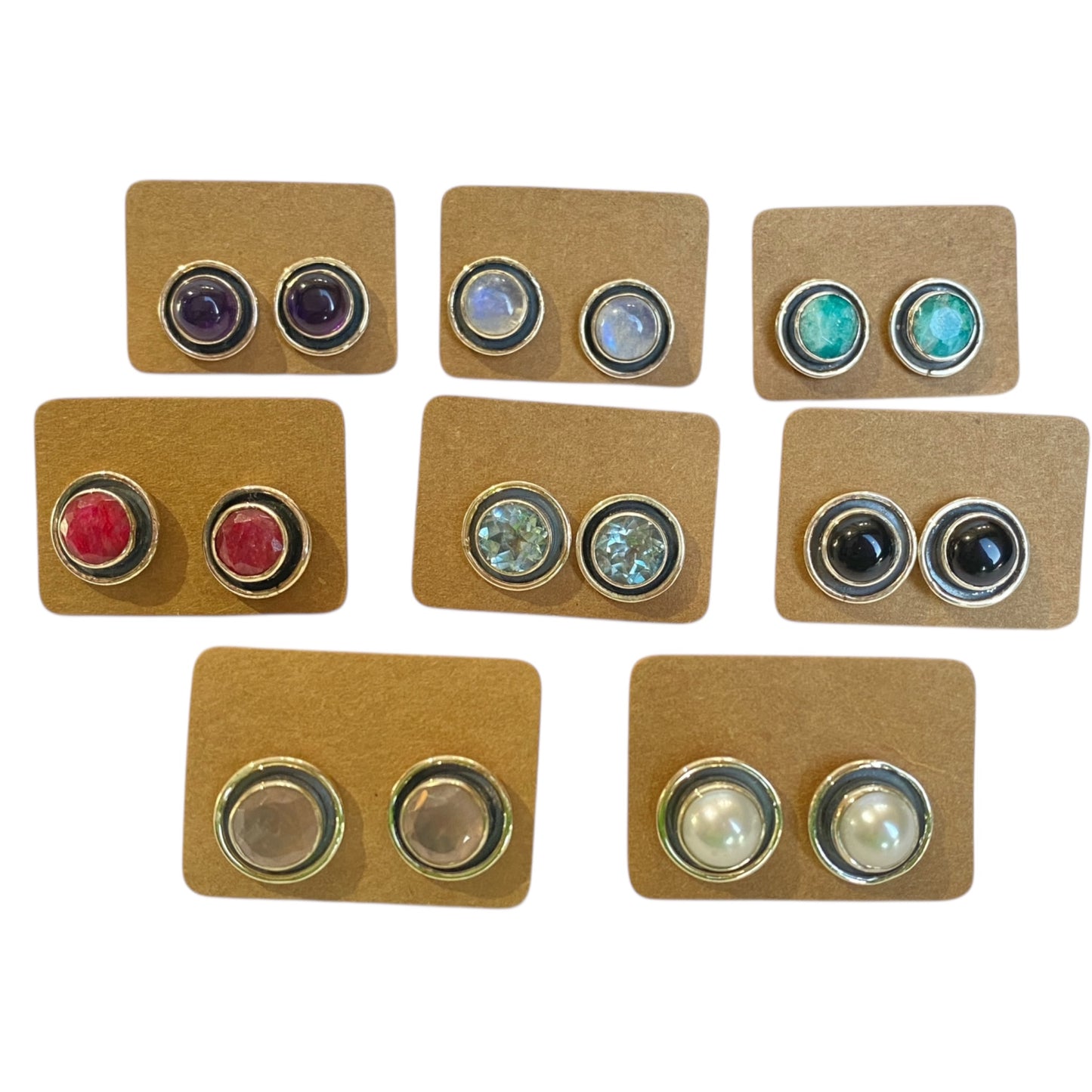 Silver studs design 8 different stones