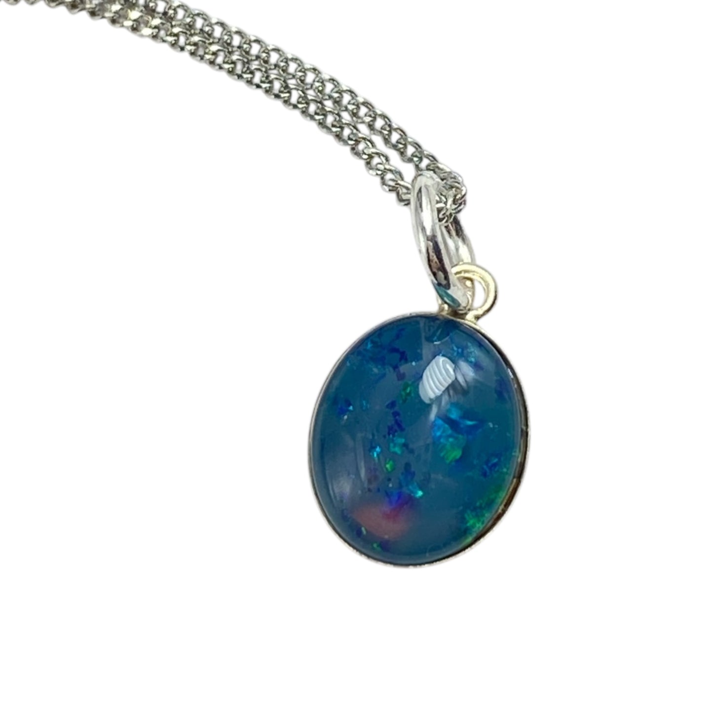 Australian Opal Pendant 10x 12mm triplet Blue