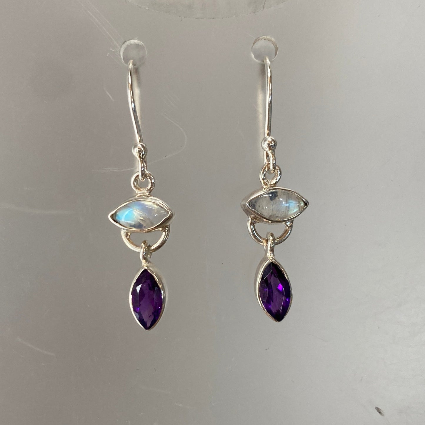 Moonstone and Amethyst sterling silver earrings
