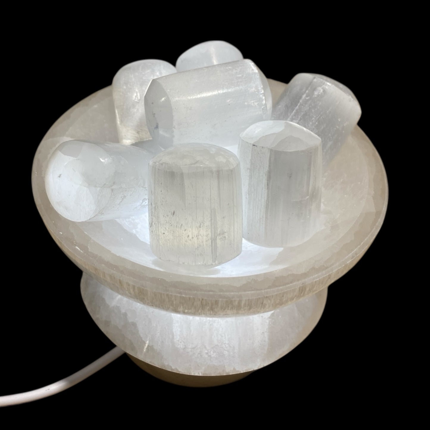 selenite bowl lamp