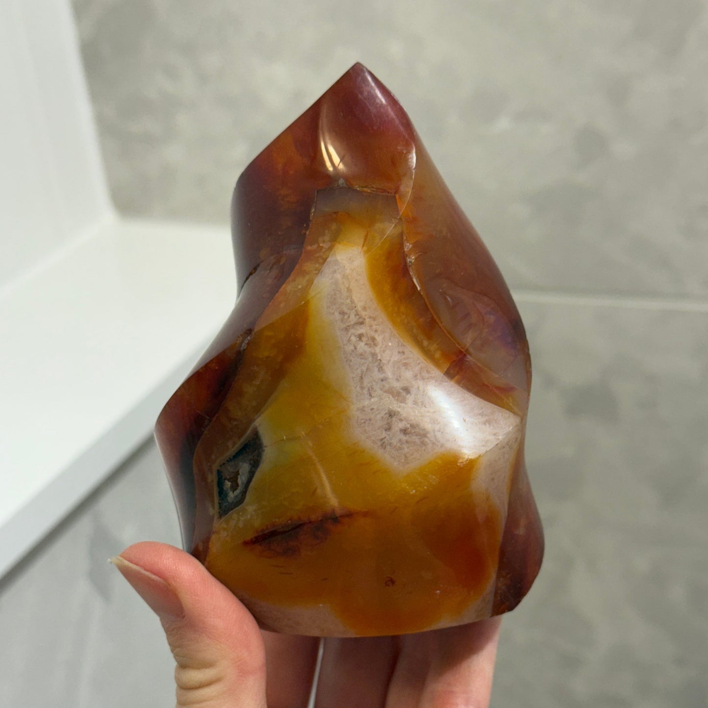 Carnelian flame on light base