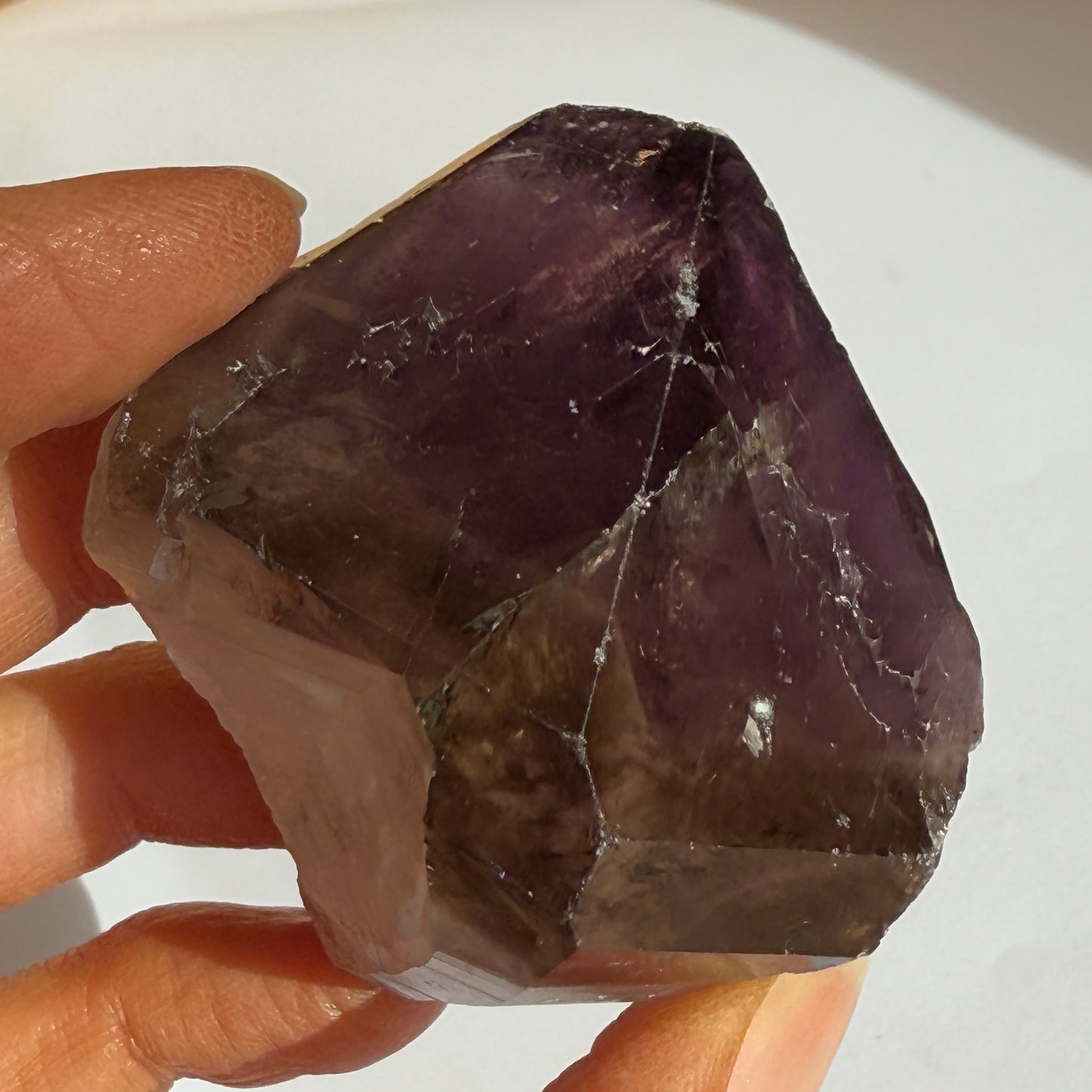 Australian Amethyst with natural smoky quartz terminator