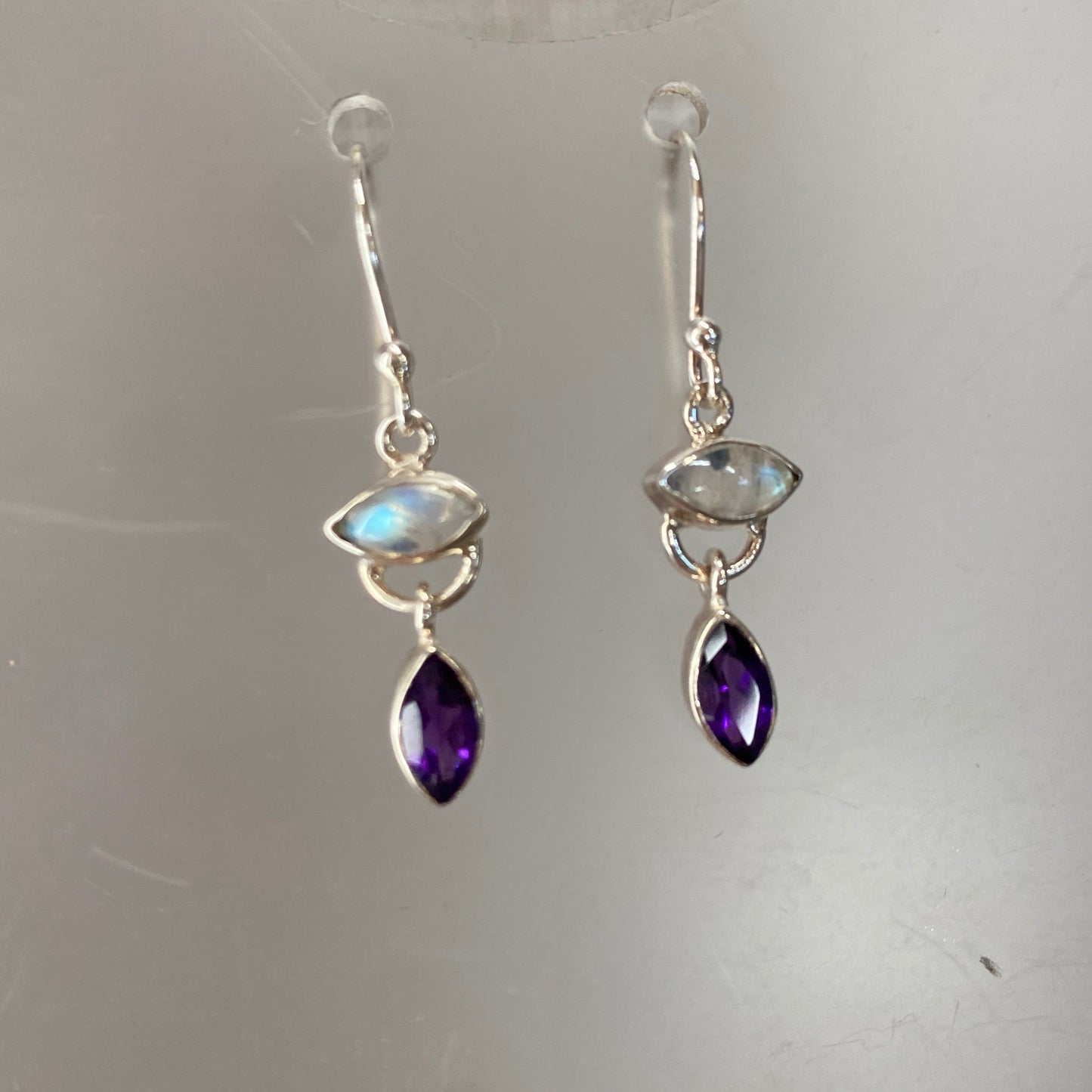 Moonstone and Amethyst sterling silver earrings