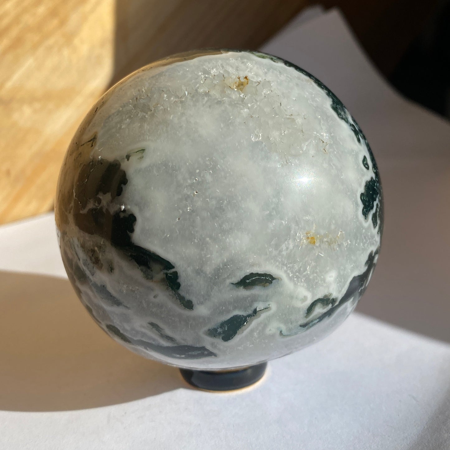 Moss agate sphere