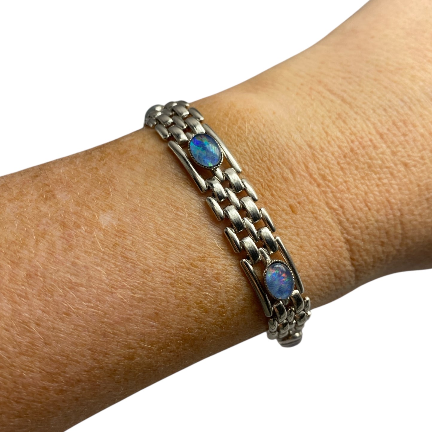 Opal bracelet 4 stone 7x5mm Australian Triplets