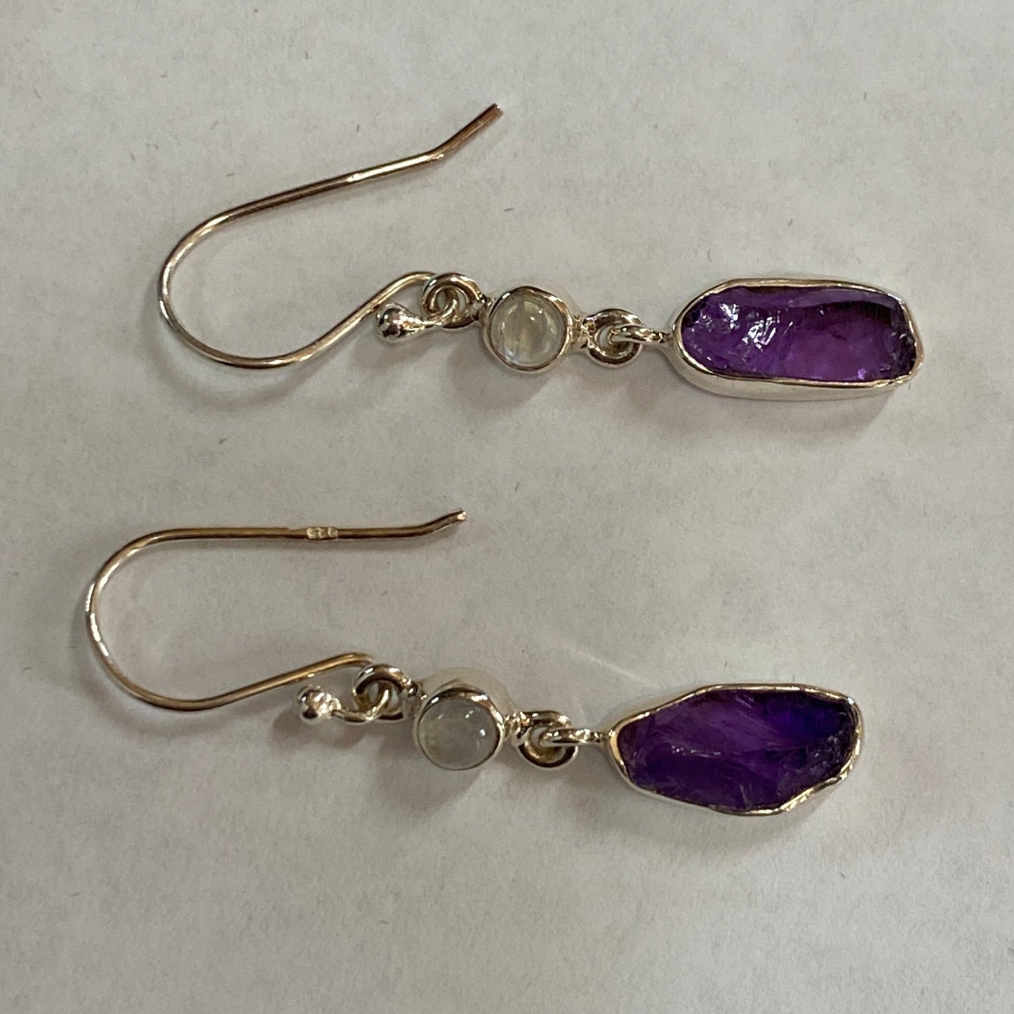 Moonstone and Amethyst sterling silver earrings