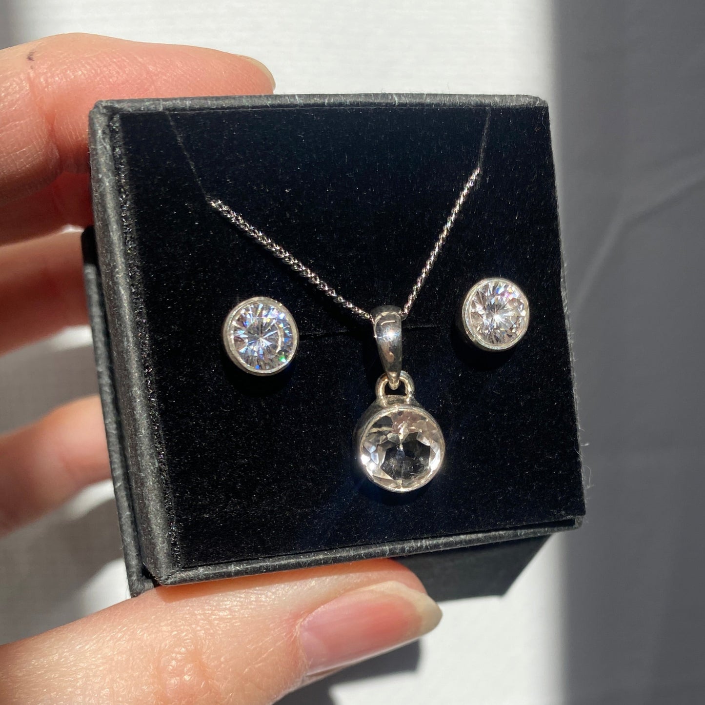 Crystal set, studs and pendant