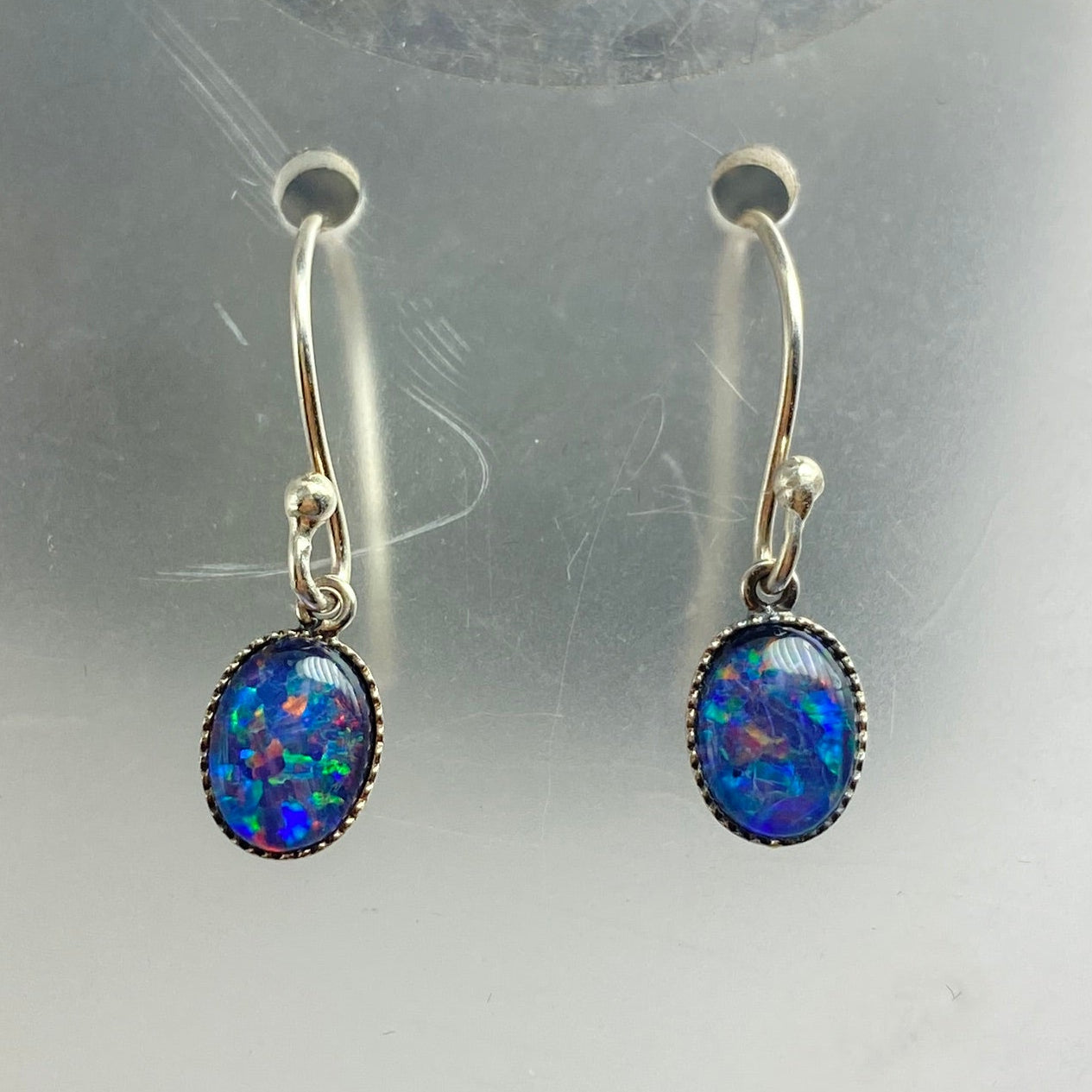 Australian Opal earrings 8x6mm sterling silver