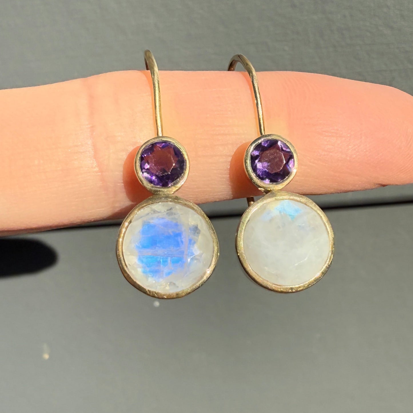 Gold filled moonstone and amethyst silver