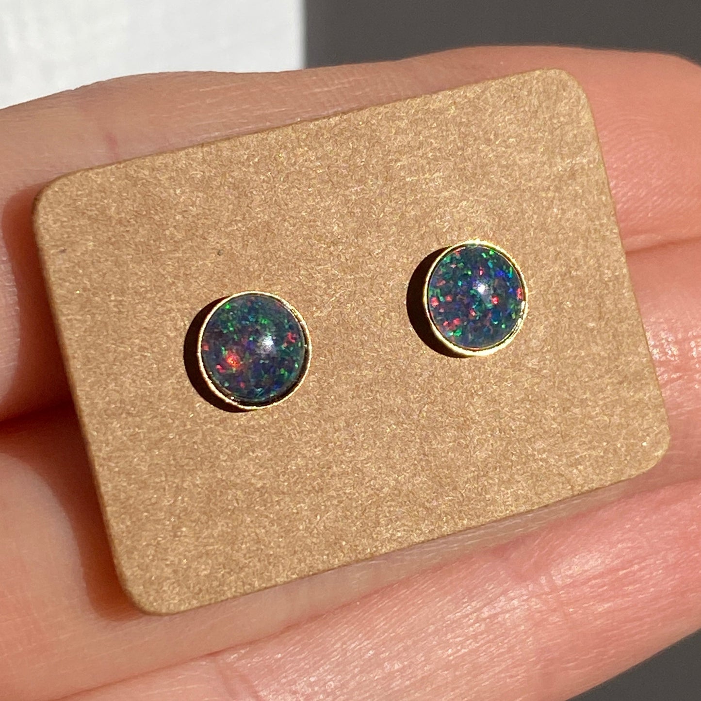 Australian opal 6mm sterling silver gold plated studs (Copy)