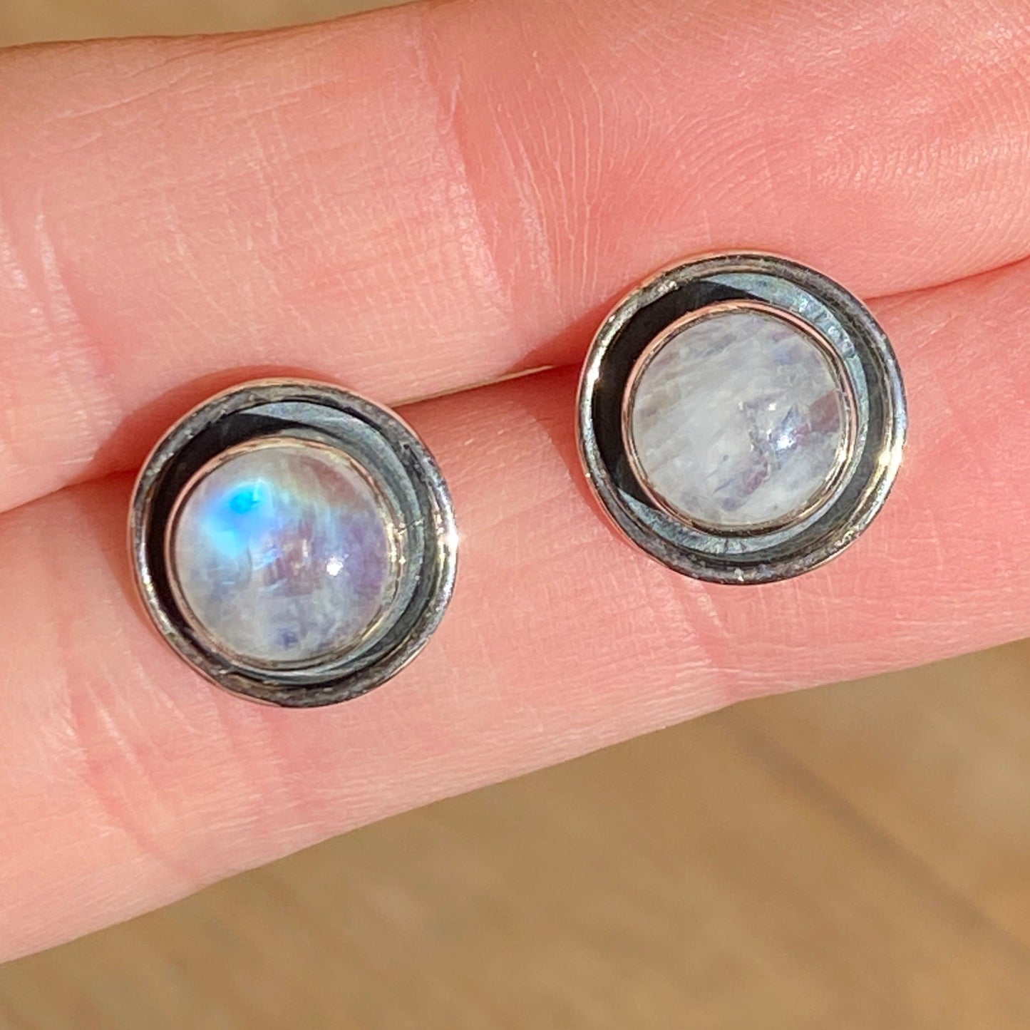 Moonstone studs sterling silver