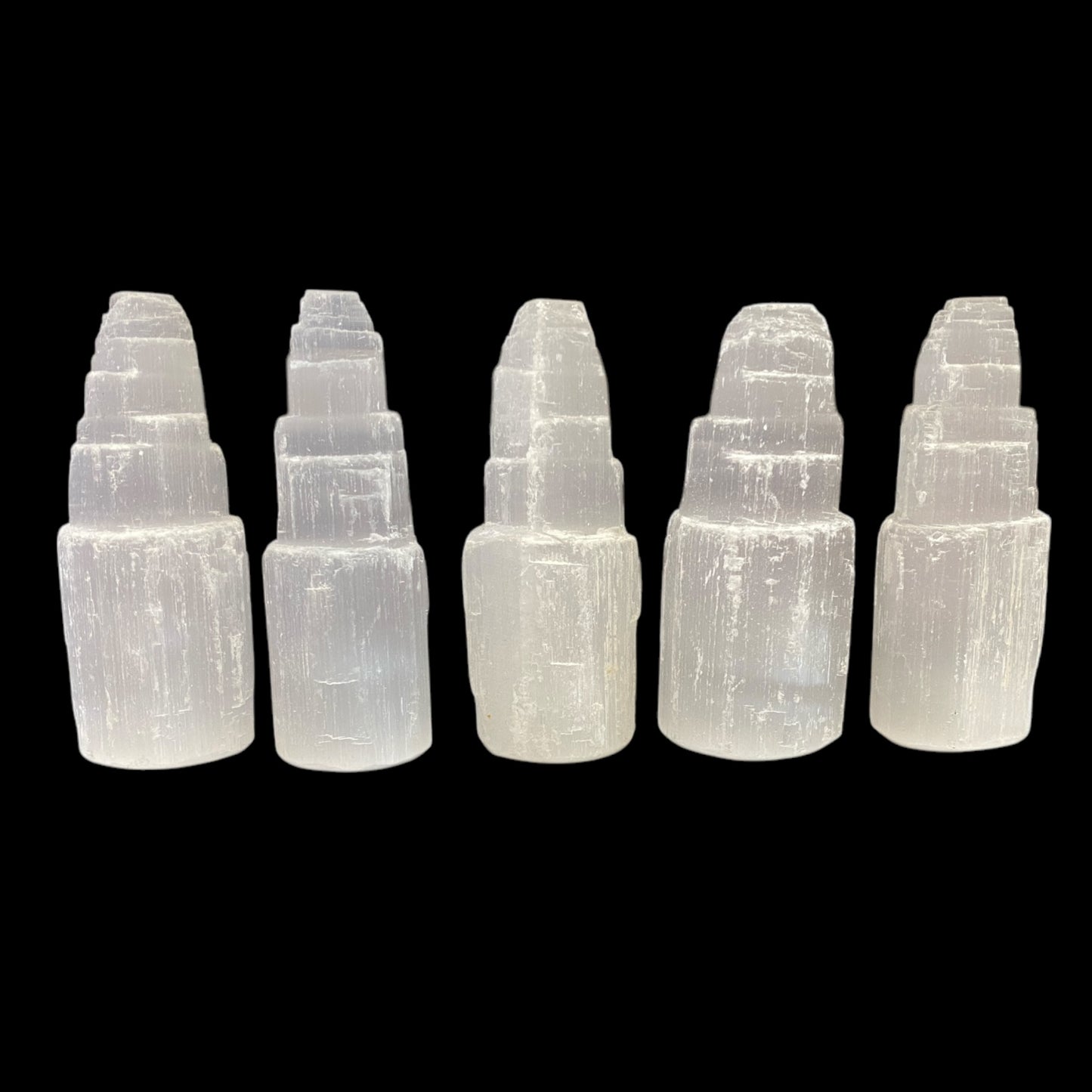 10cm tower set of 5 selenite