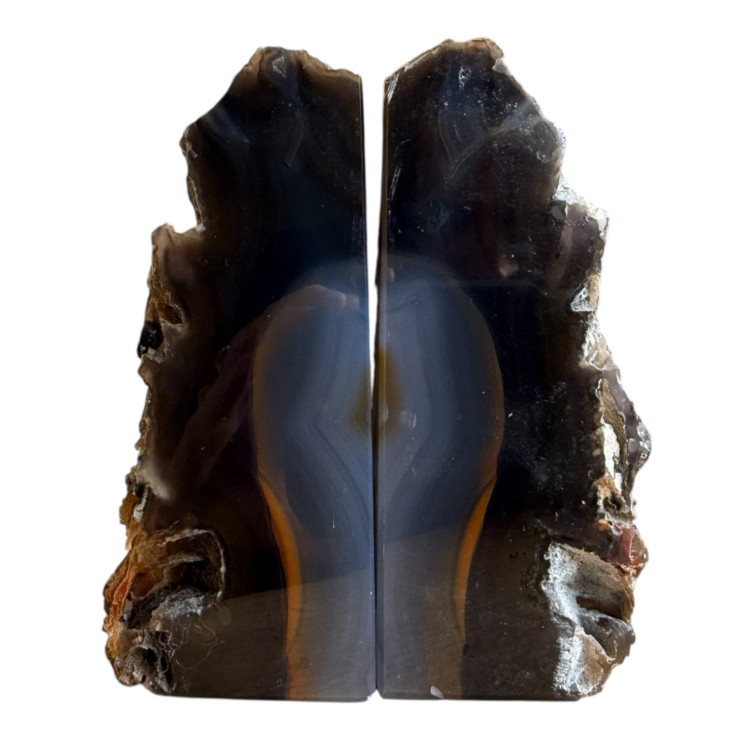 Agate book ends natural natural brown