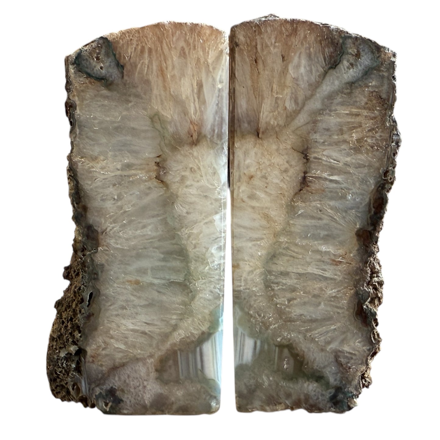 Green agate bookends large