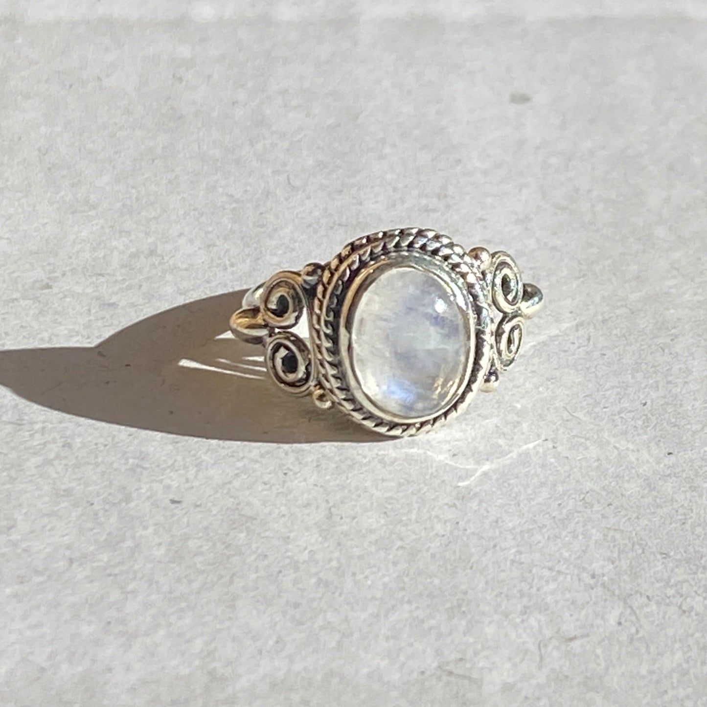 Moonstone sterling silver ring size 4US