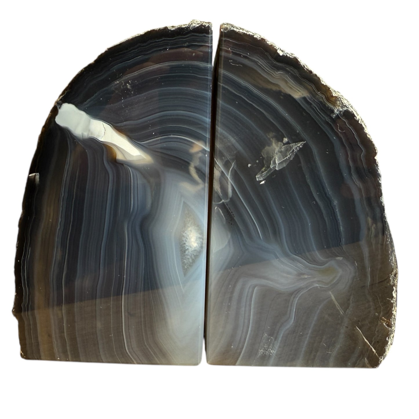 Agate book ends navy dark natural