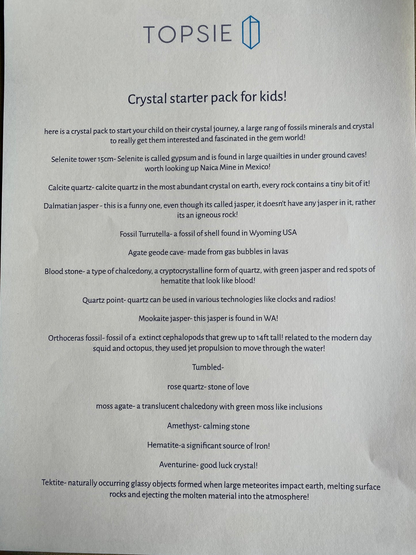 Crystal starter pack for kids!