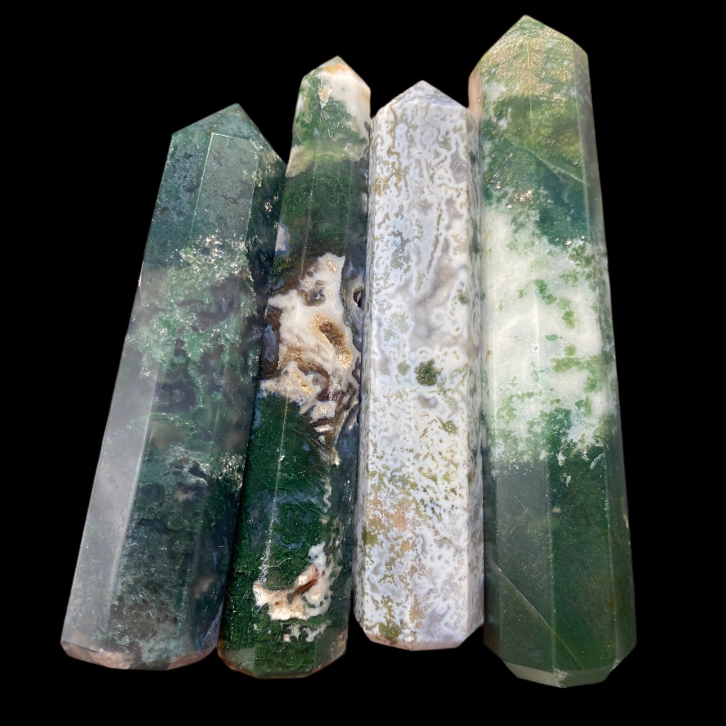 Moss agate tower x 7