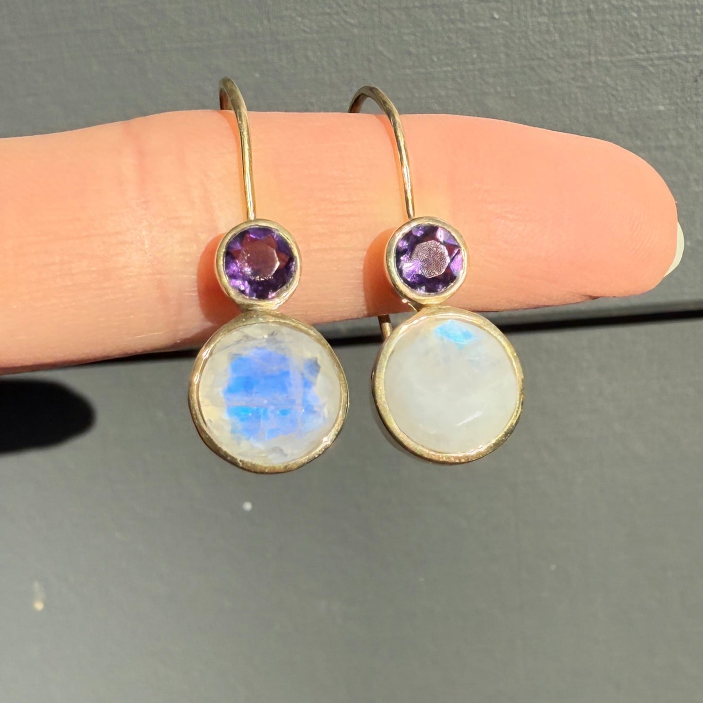 Gold filled moonstone and amethyst silver