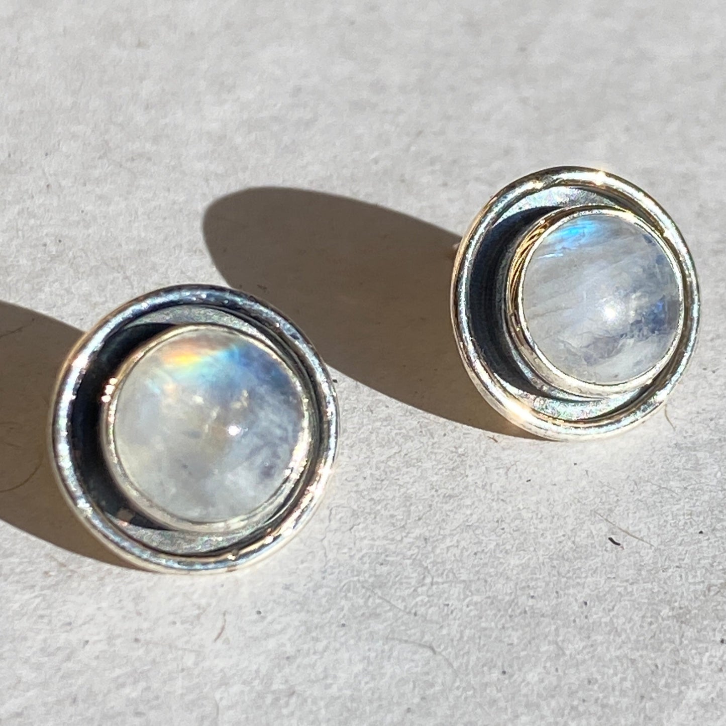 Moonstone studs sterling silver