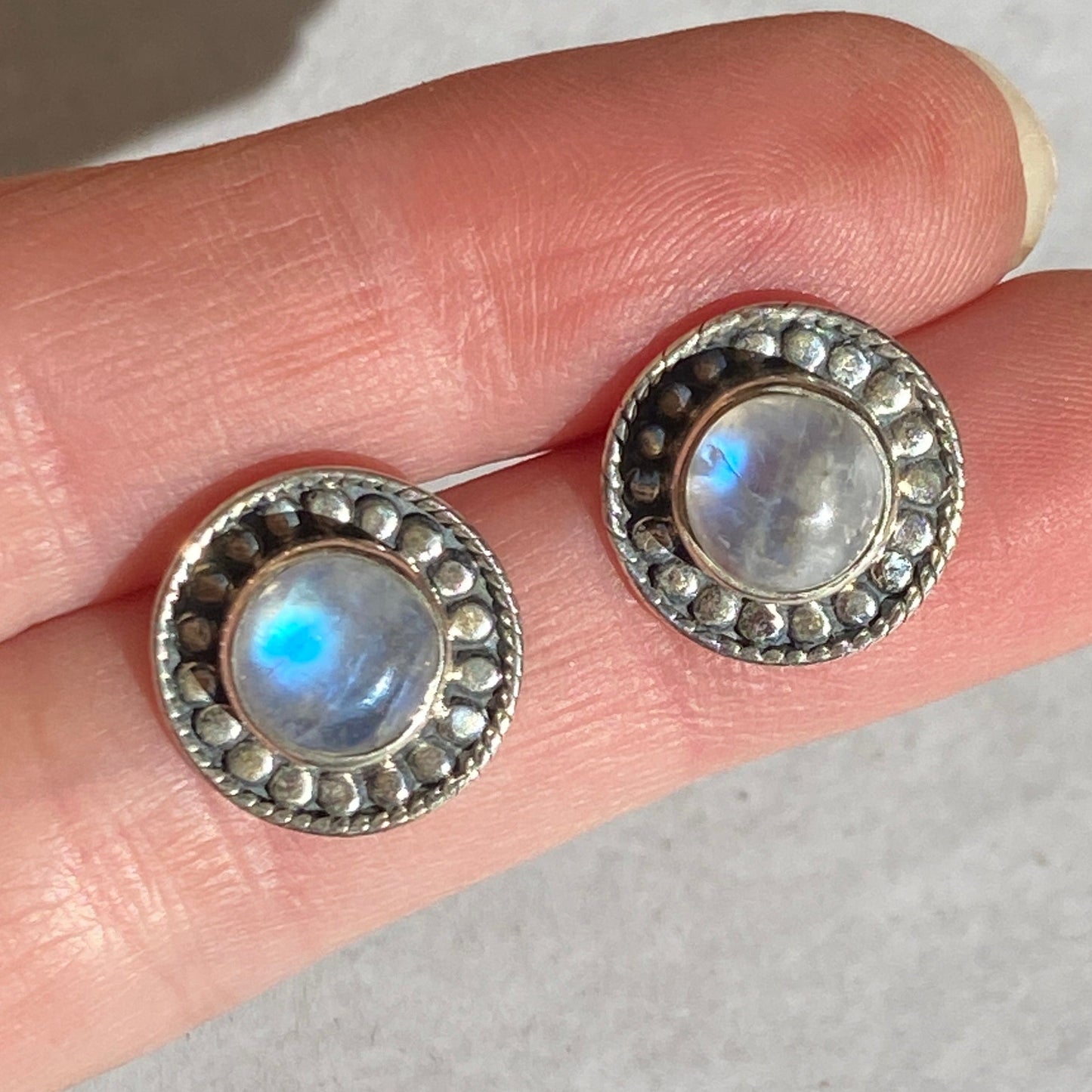 Moonstone studs sterling silver