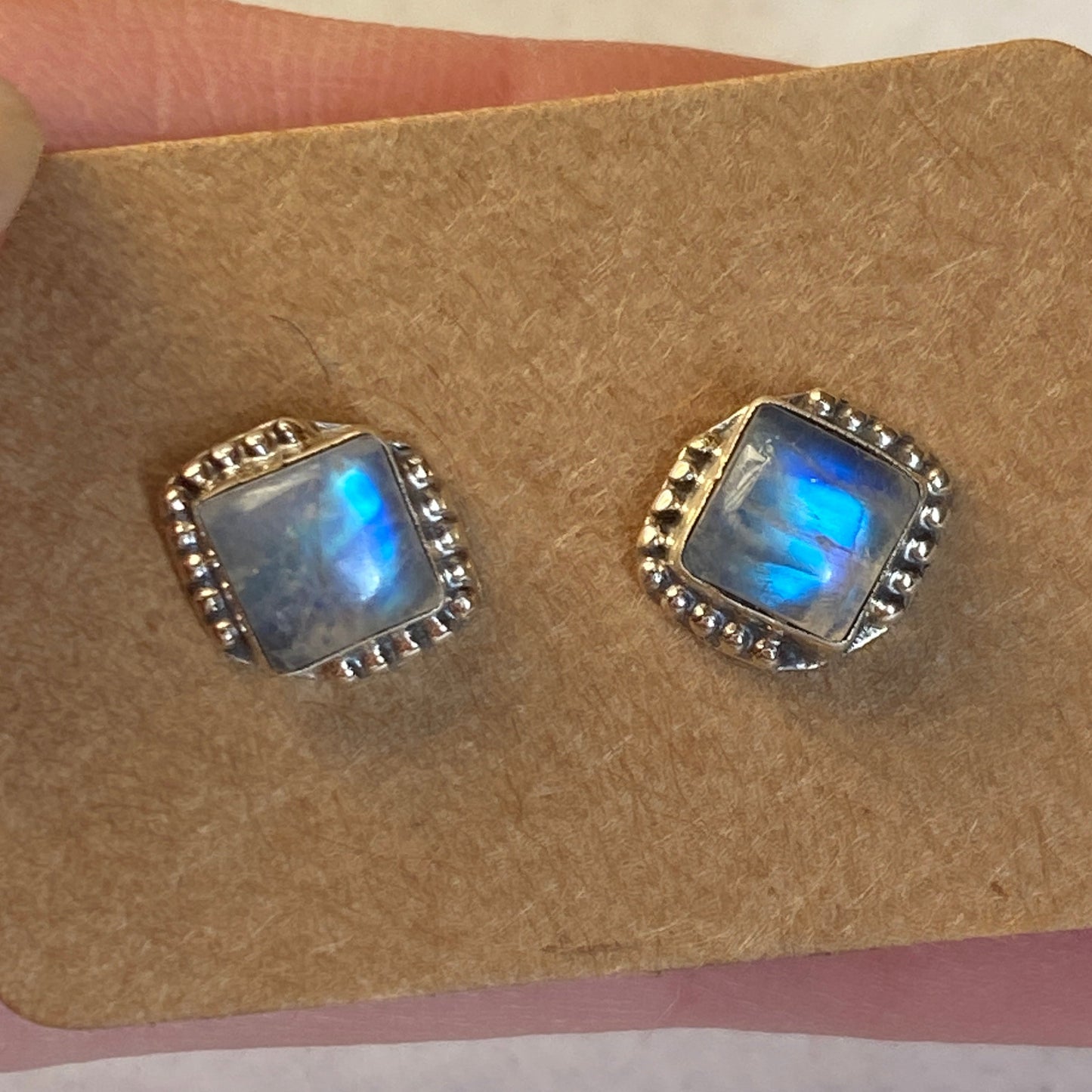 Moonstone square studs