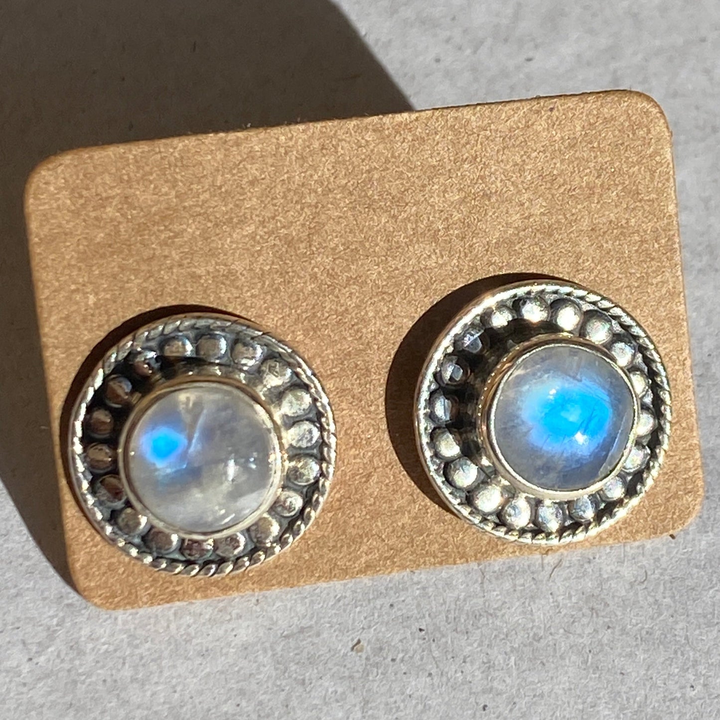 Moonstone studs sterling silver