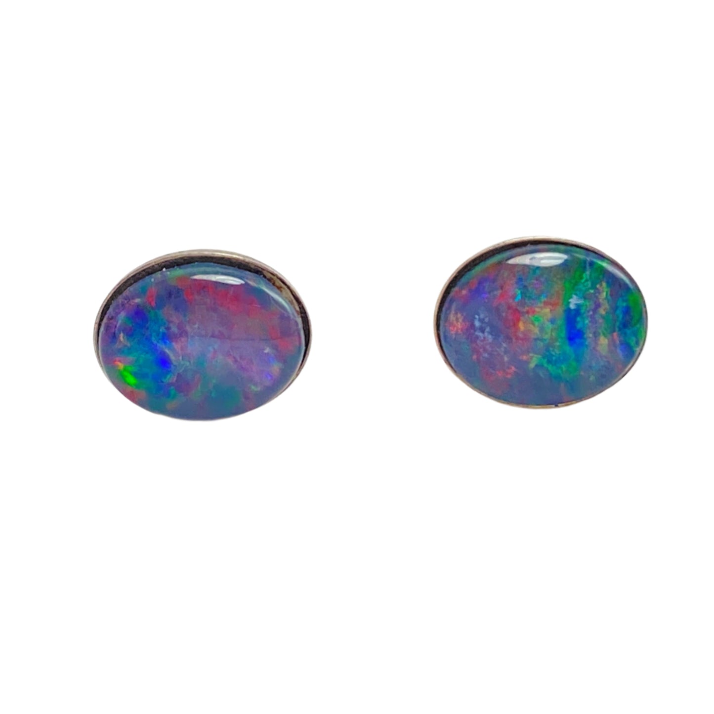 Australian opal 8x10mm sterling silver studs