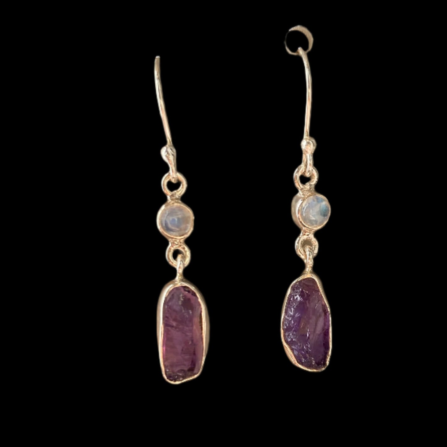 Moonstone and Amethyst sterling silver earrings