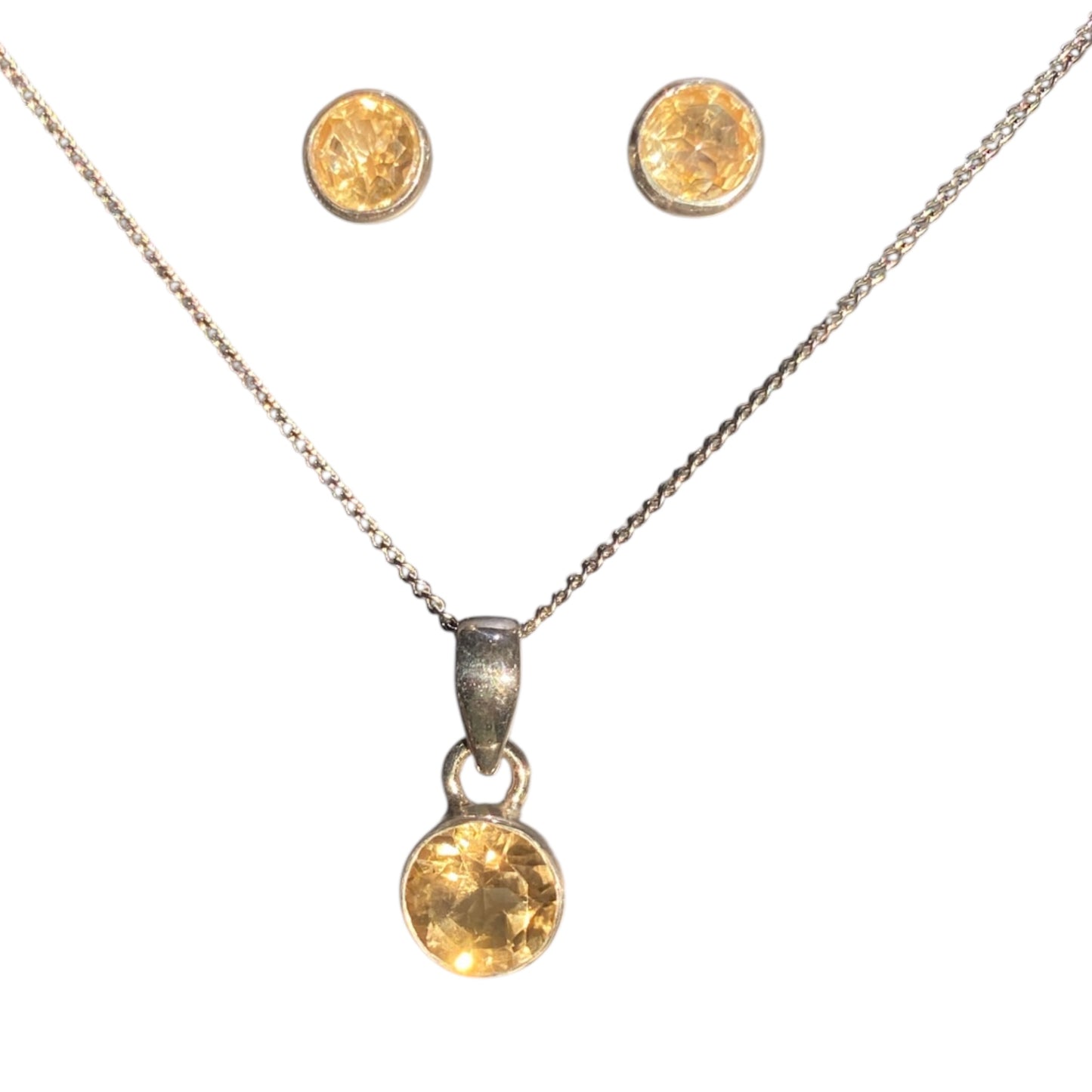 Citrine set, studs and pendant