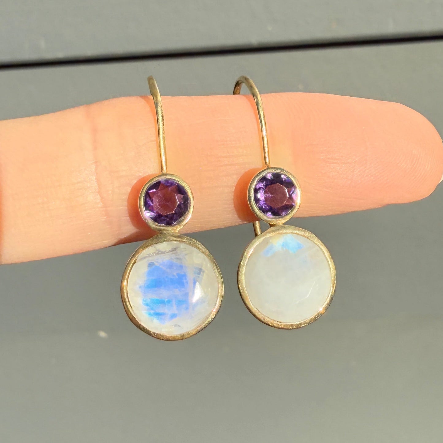 Gold filled moonstone and amethyst silver