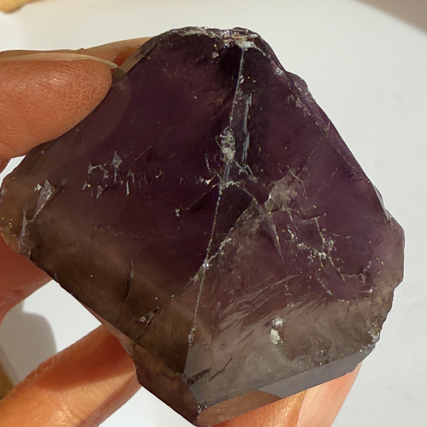 Australian Amethyst with natural smoky quartz terminator
