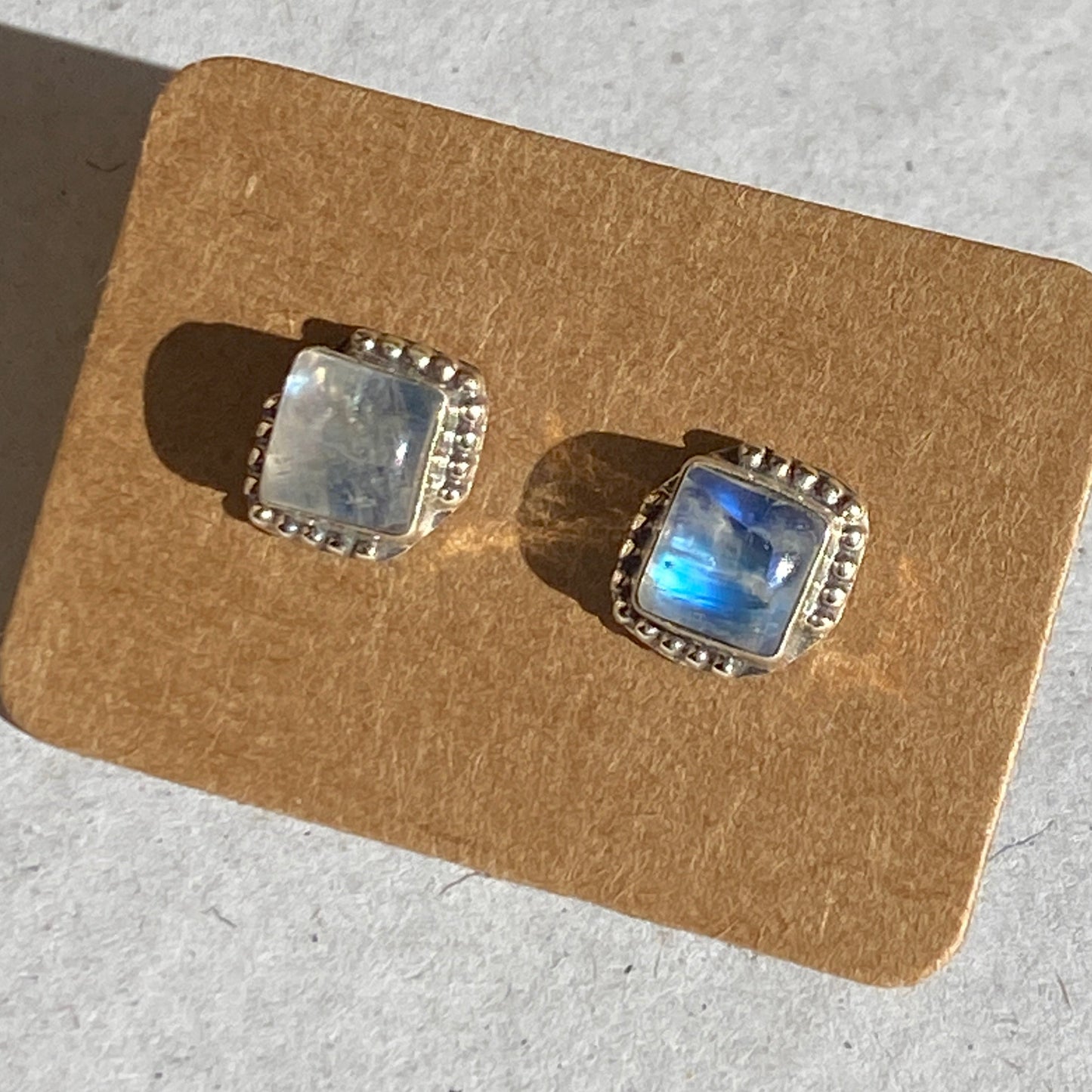 Moonstone square studs