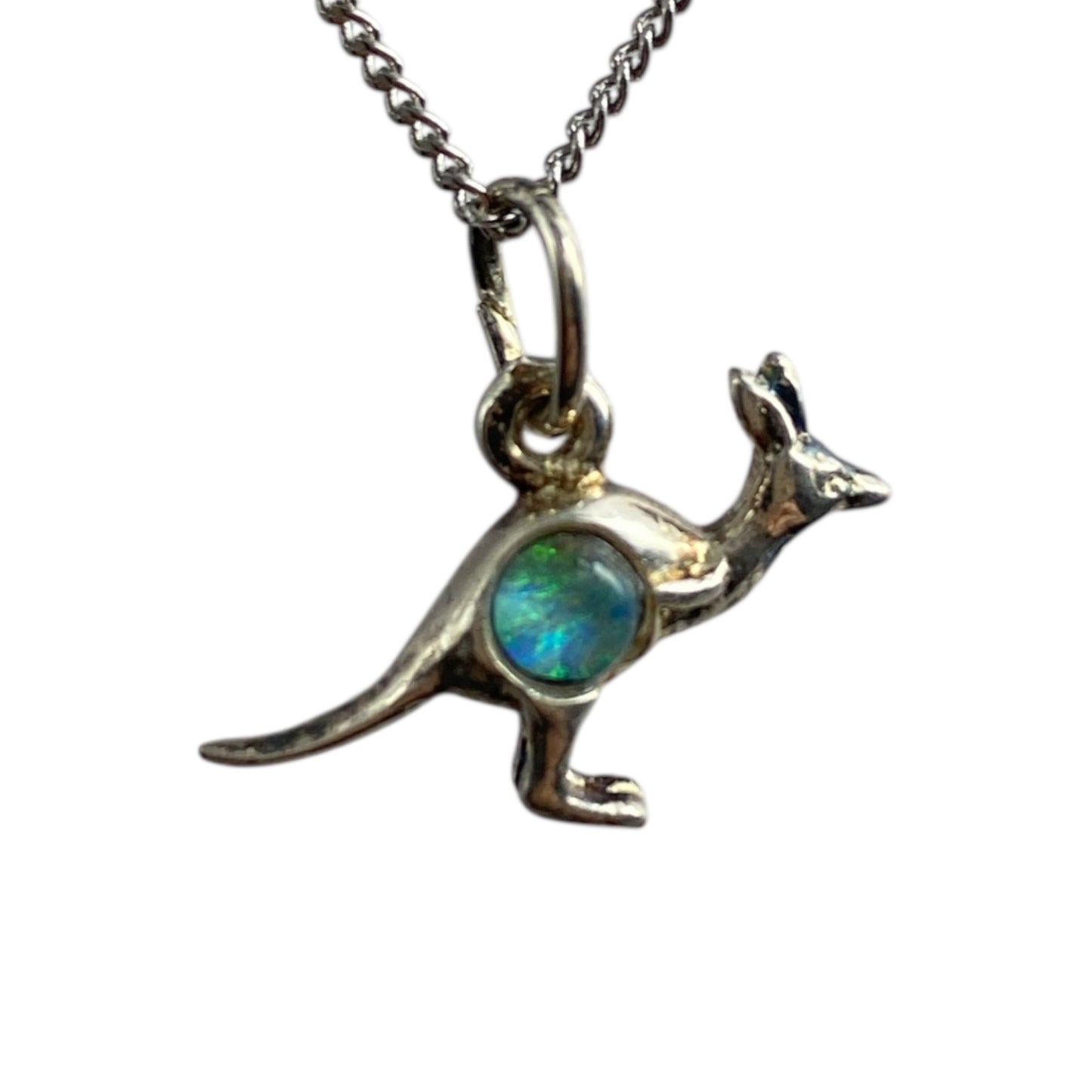 Kangaroo opal charm sterling silver pendant