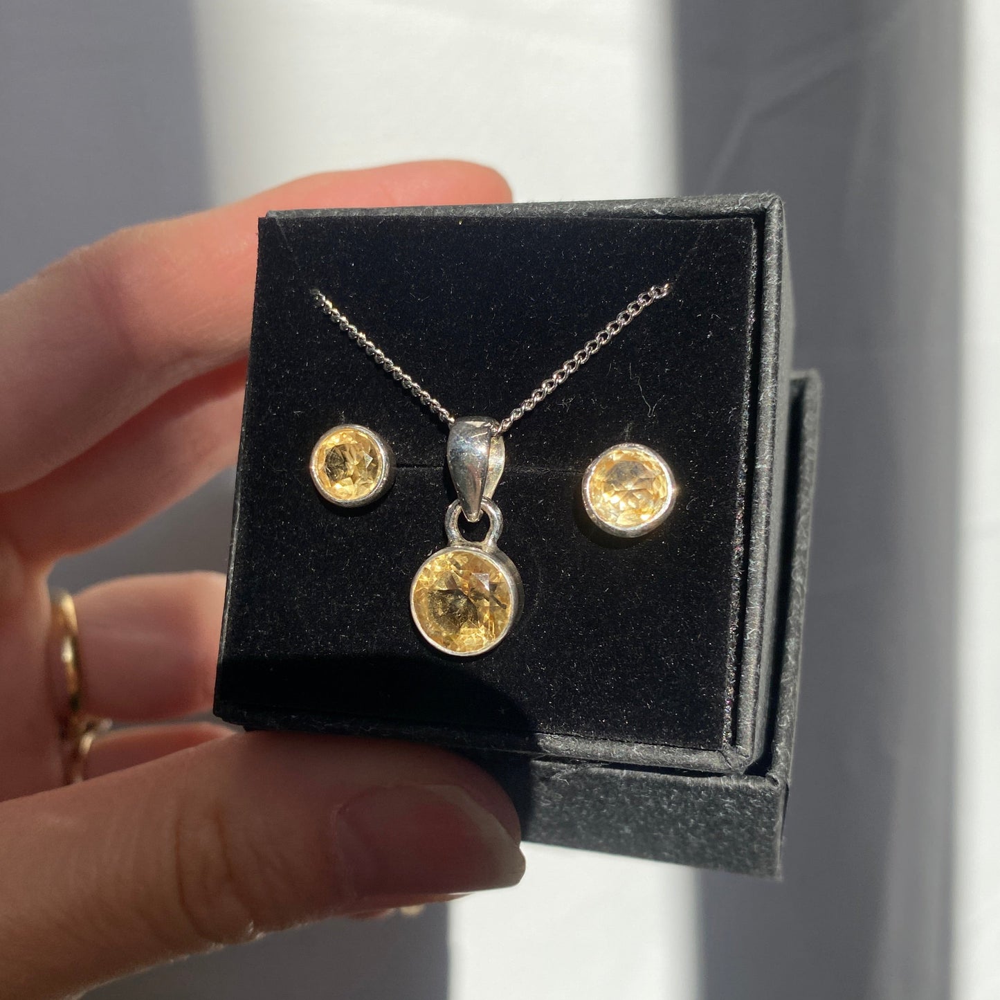 Citrine set, studs and pendant