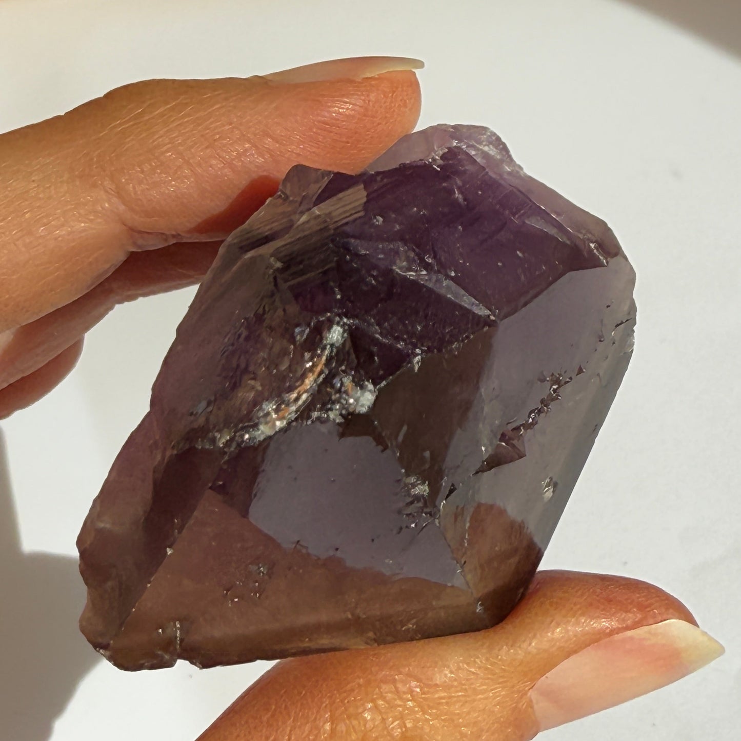 Australian Amethyst with natural smoky quartz terminator