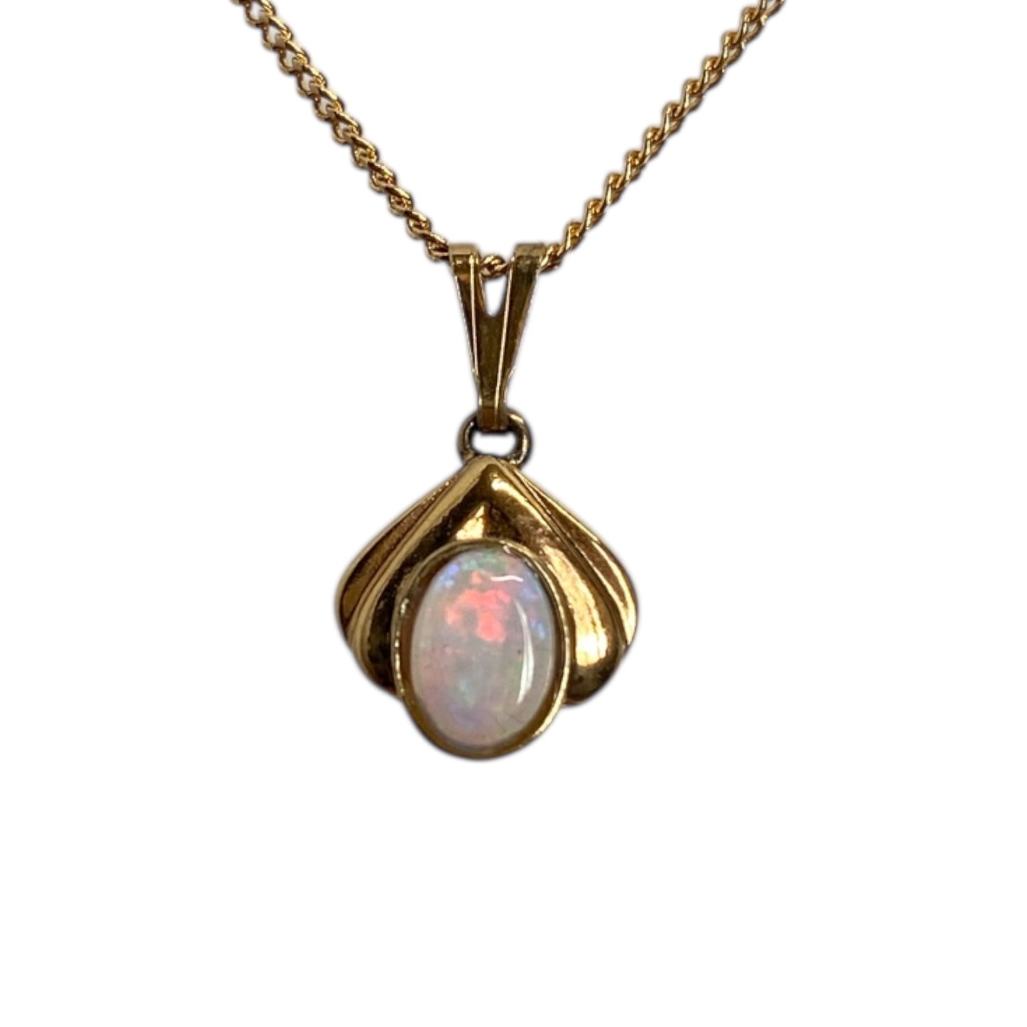 Sterling silver gold plated white solid opal pendant