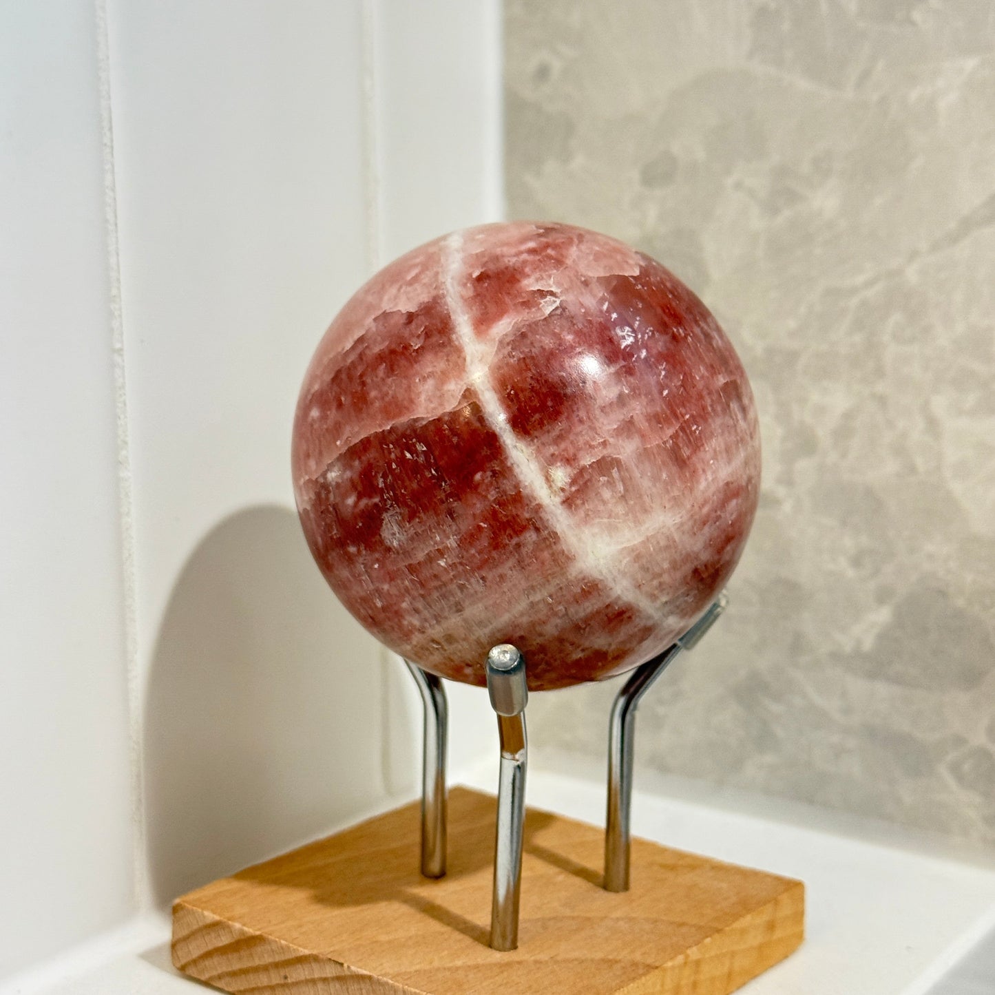 Rose calcite sphere 65mm 500grams