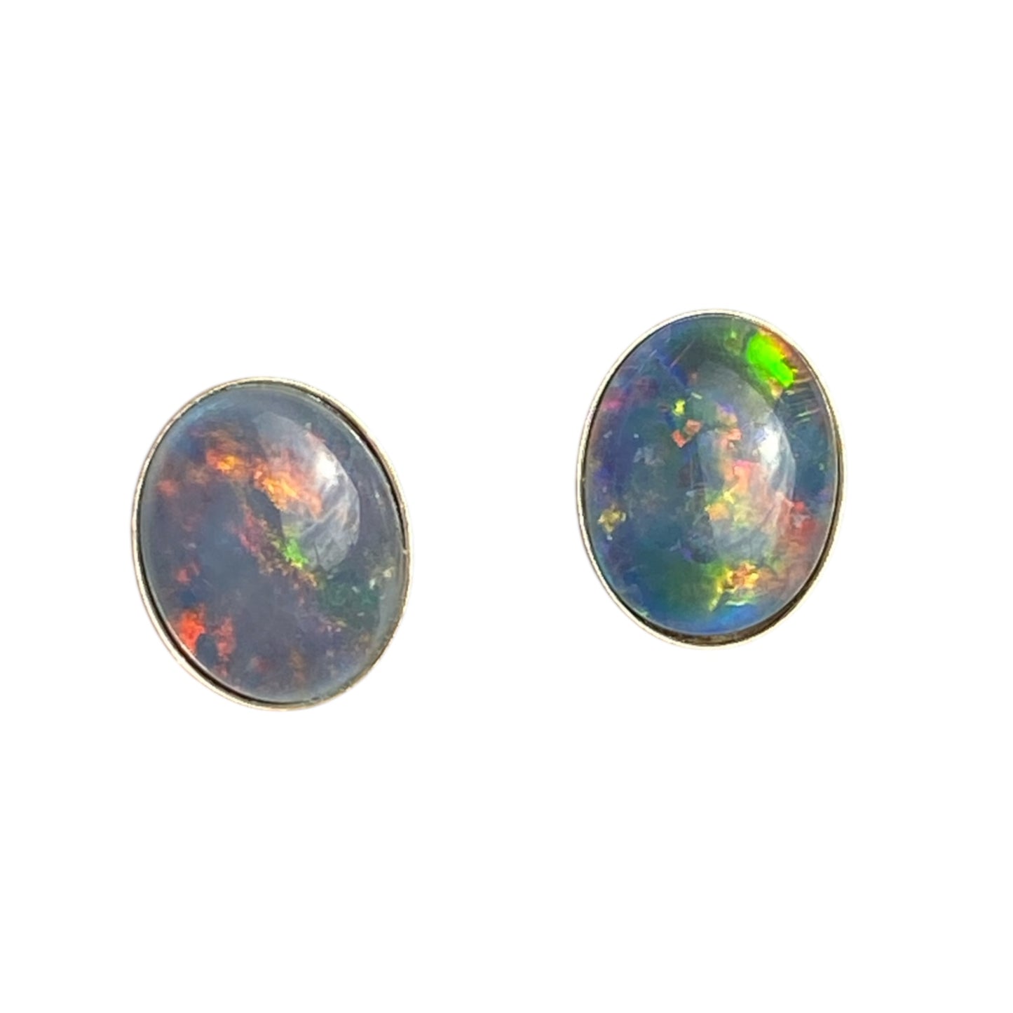 Australian opal 8x10mm sterling silver studs
