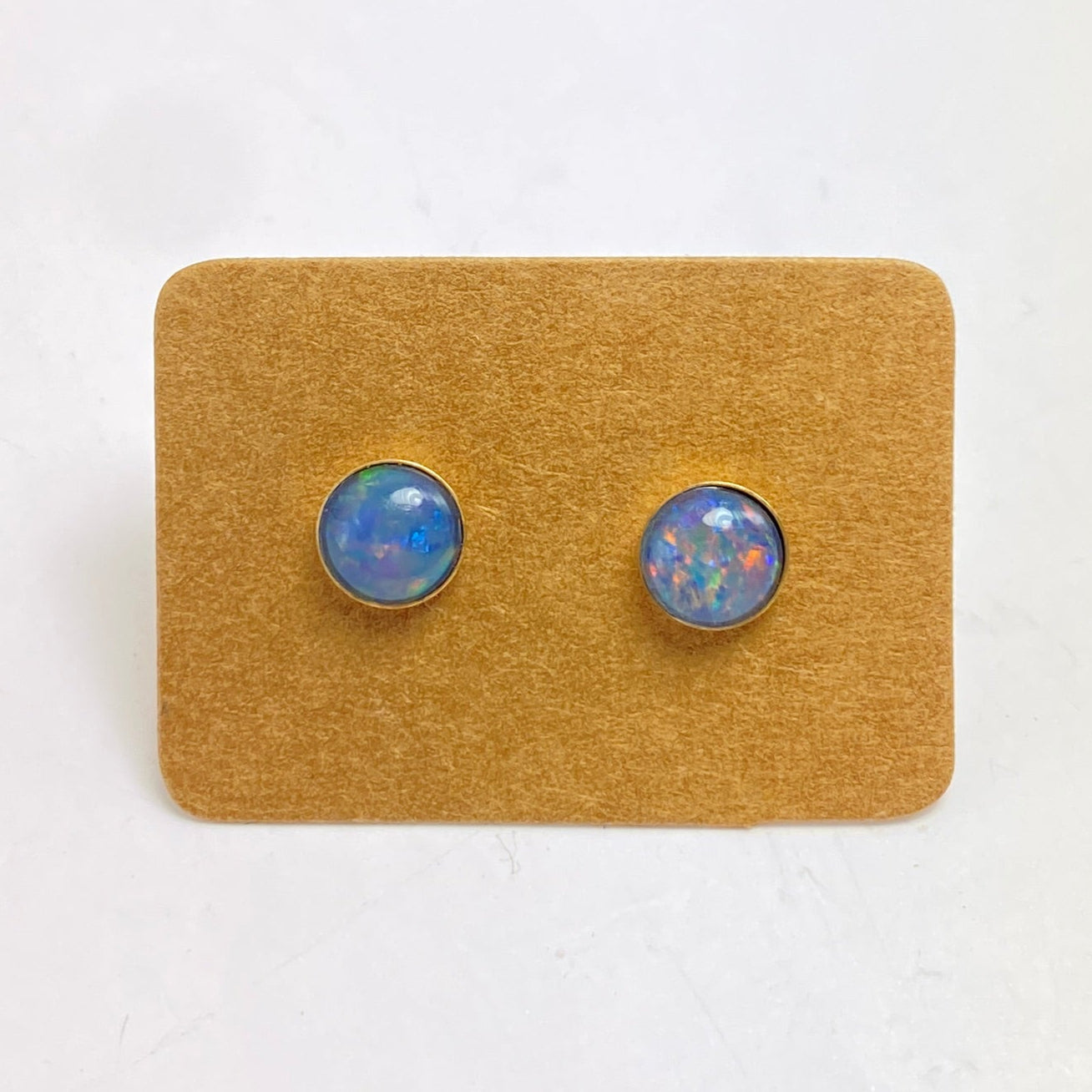 Australian opal 6mm sterling silver gold plated studs