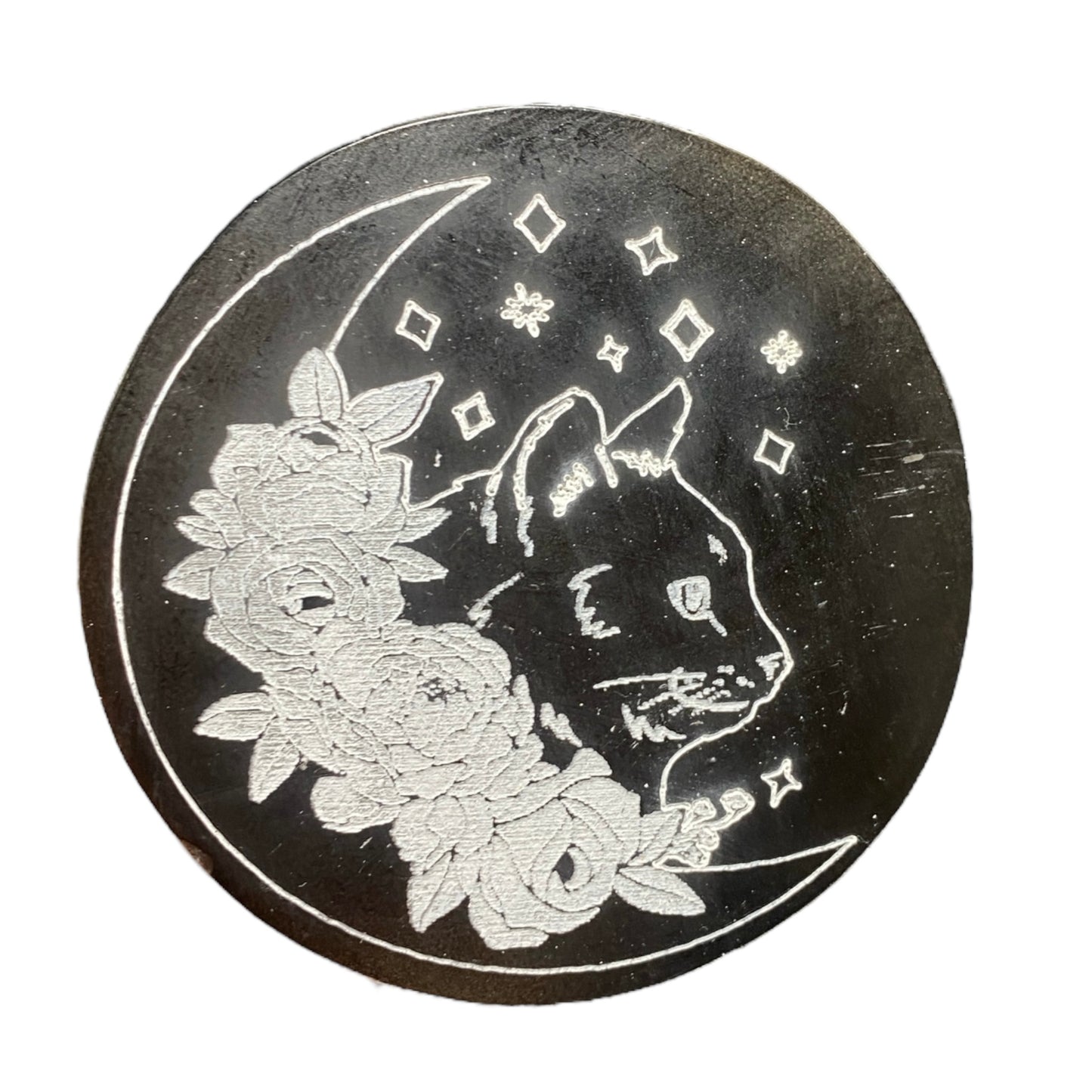 Selenite cat moon plate 10cm