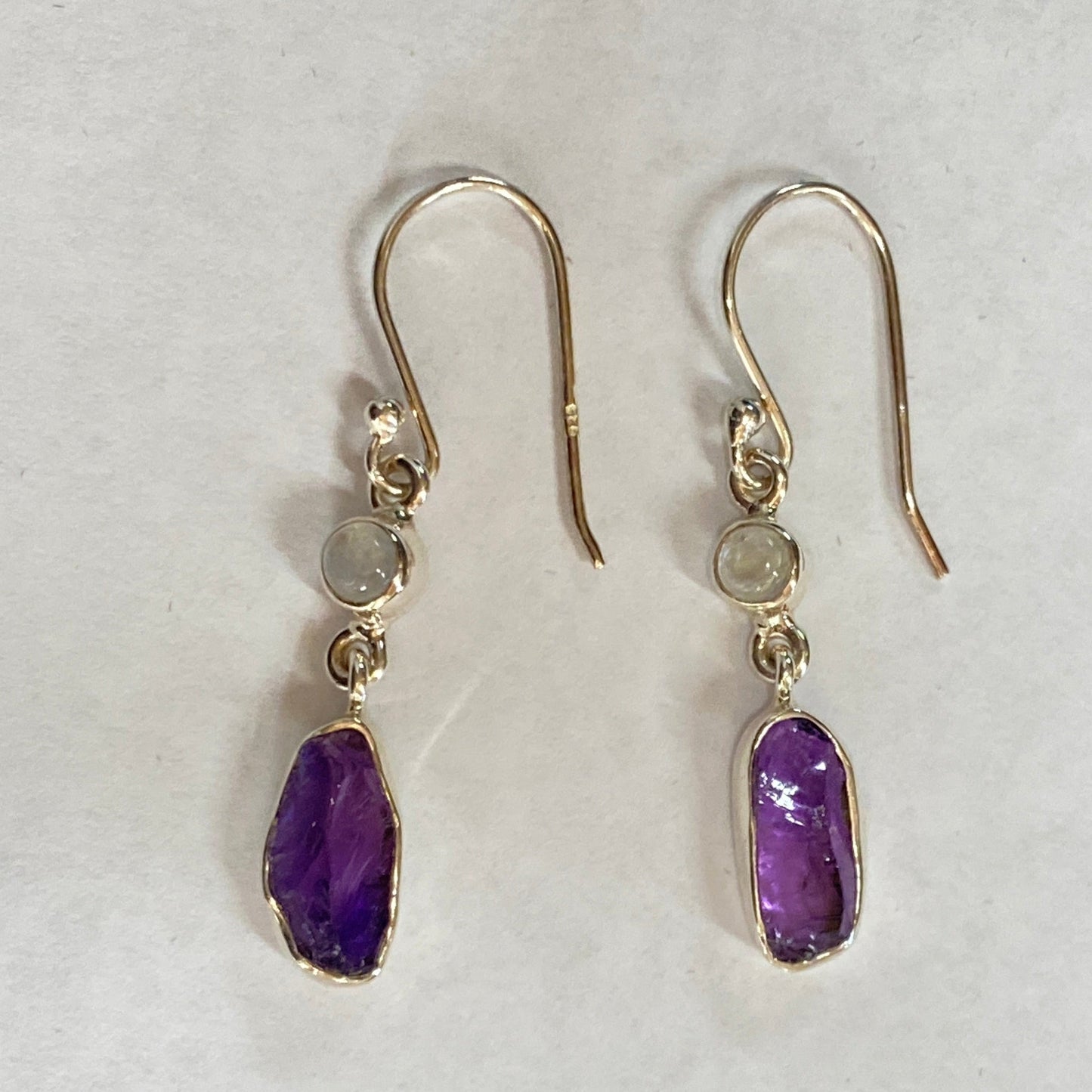 Moonstone and Amethyst sterling silver earrings