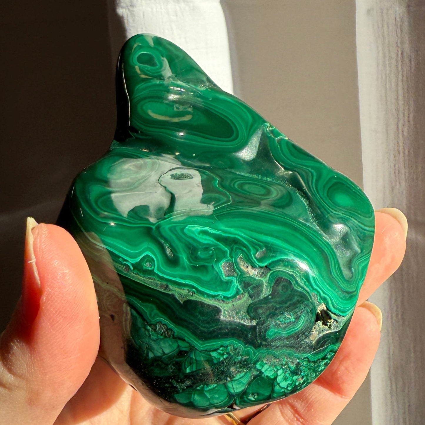 high grade malachite hand polished
