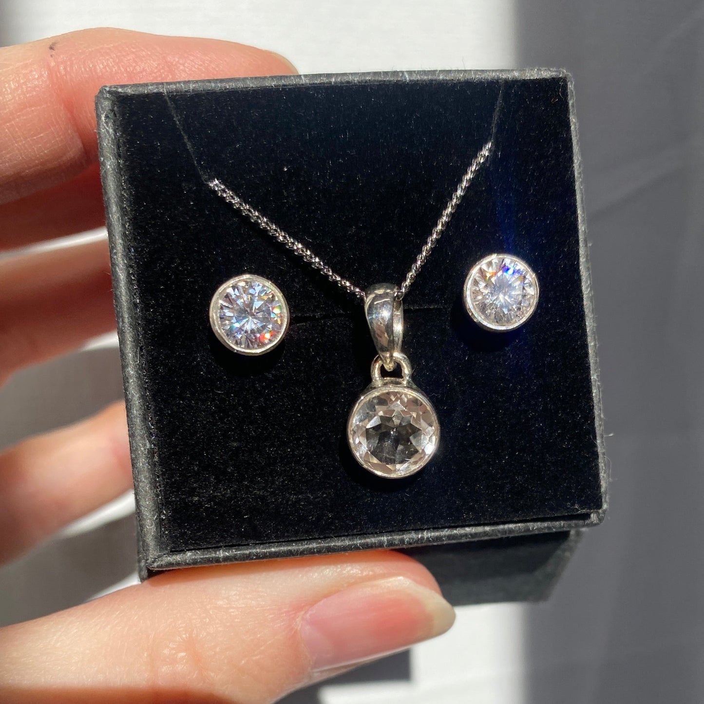 Crystal set, studs and pendant