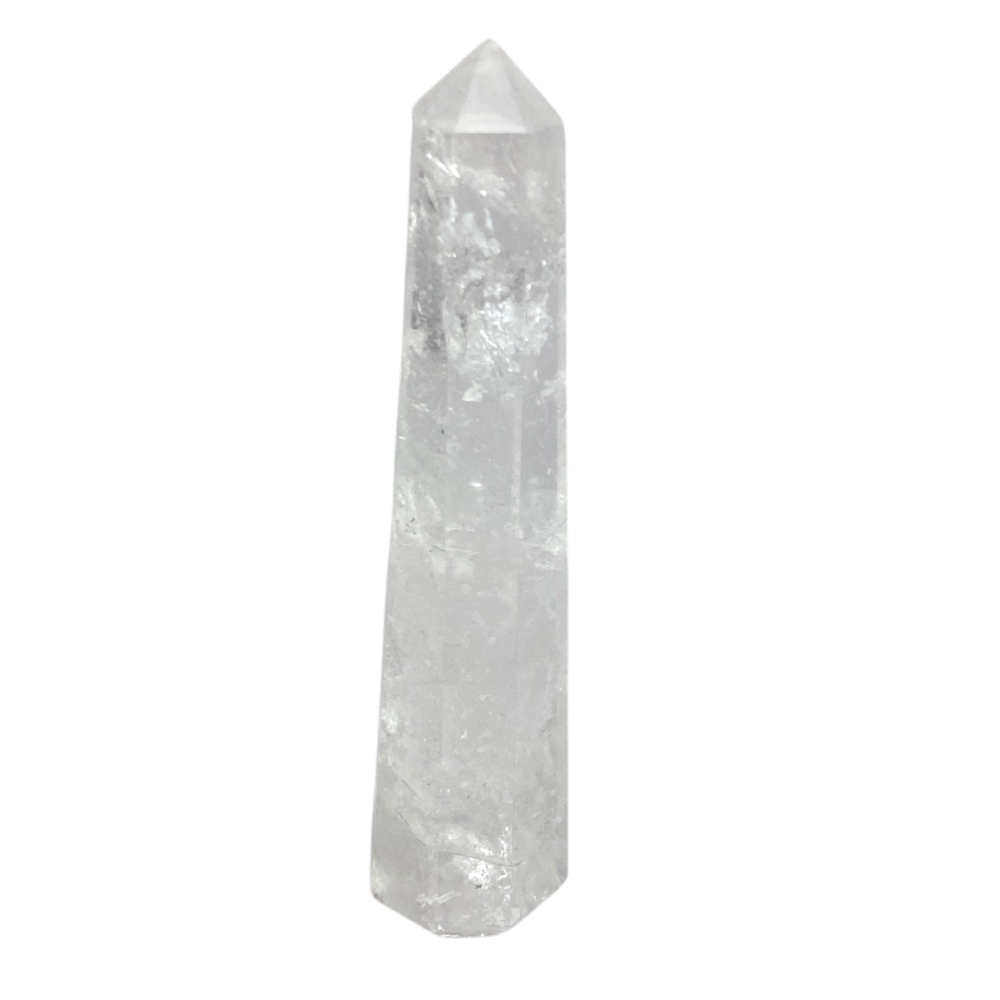 Clear Quartz obelisk with rainbow inclusions